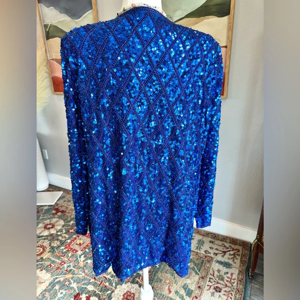 Stenay Blue Beaded Silk Sequined Vintage Jacket